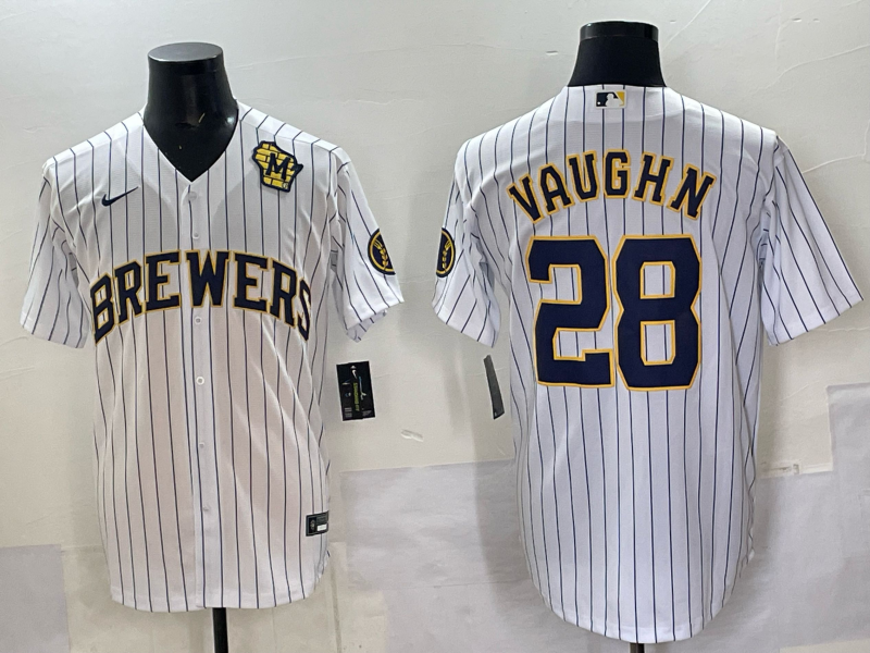 Men Milwaukee Brewers #28 Vaughn white Nike MLB 2025 Jersey 065